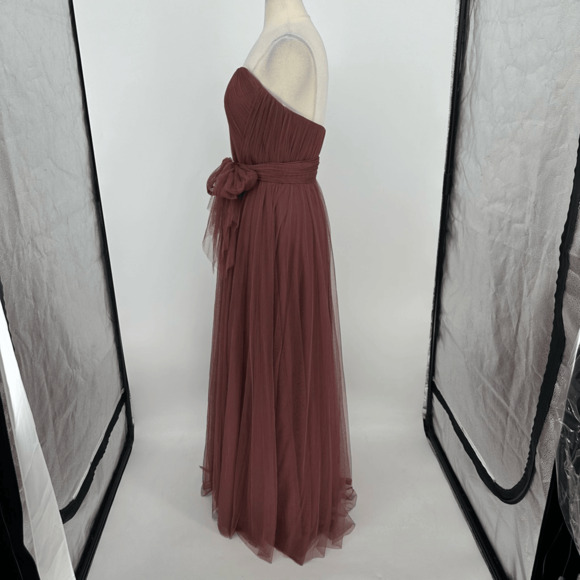Revelry Rosalie Tulle Convertible Dress Sz 10 Rosewood Maxi Bridesmaid Strapless - Picture 14 of 16